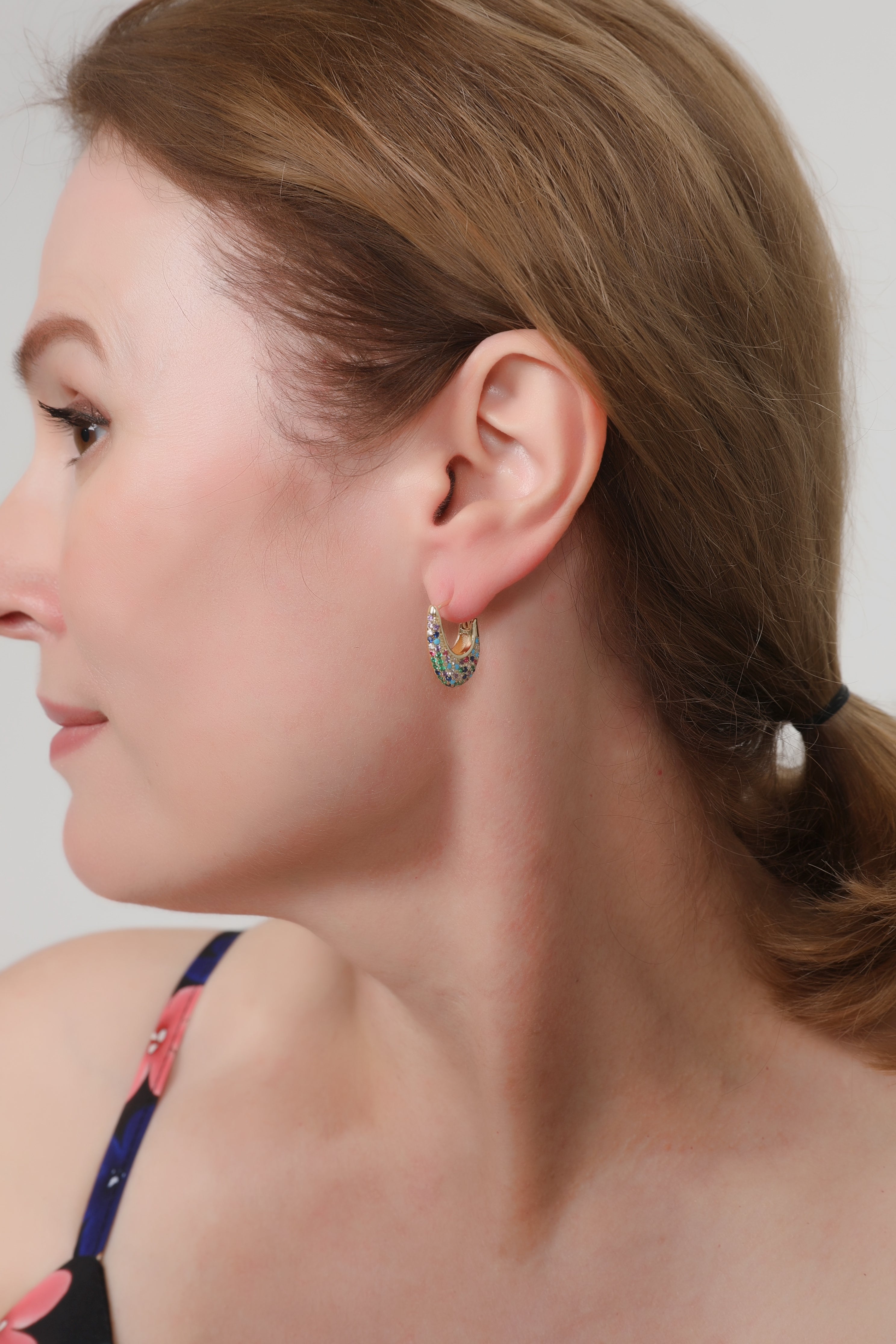 Elegant Colorful Inlaid Crystals Earrings