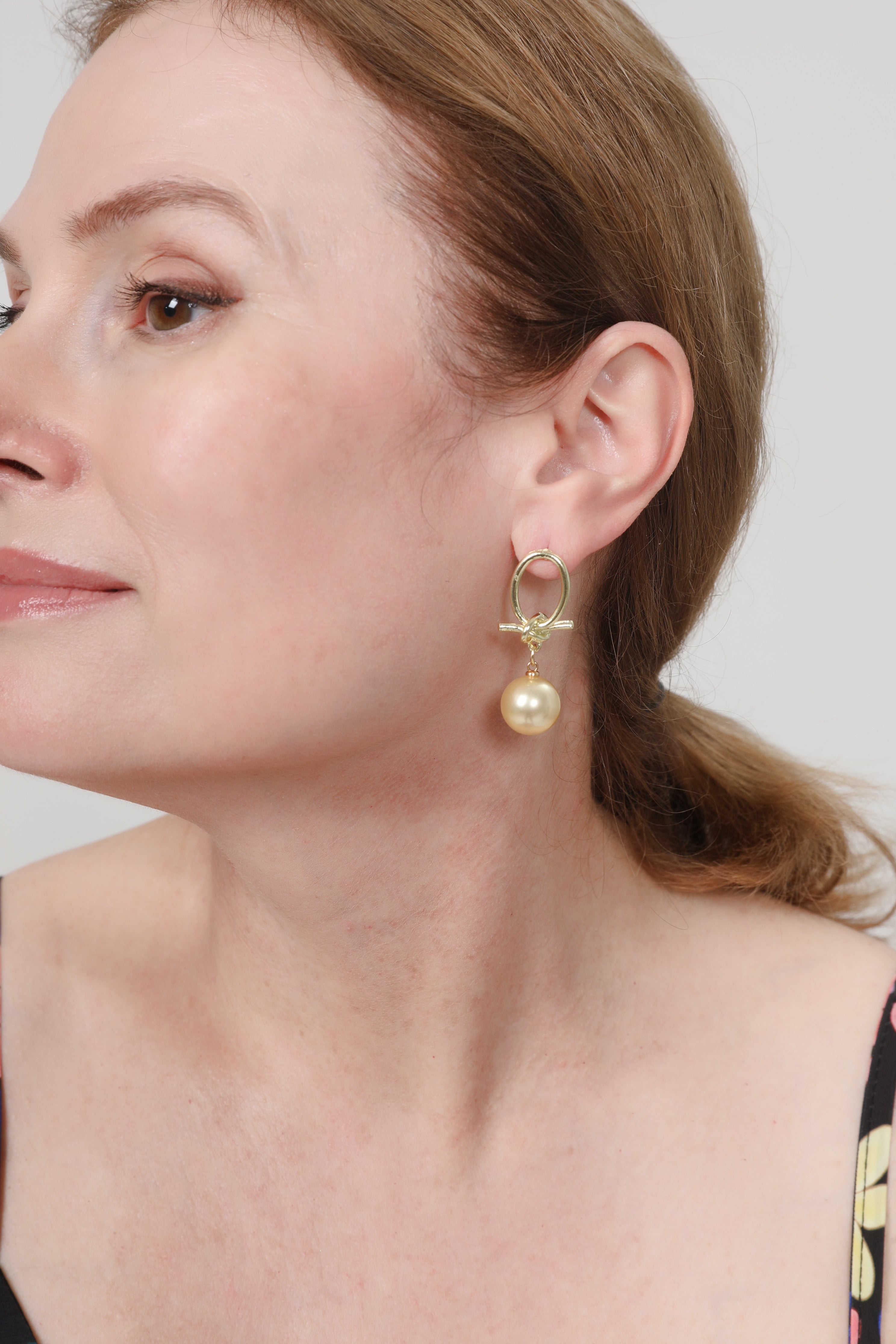 Pearl Loop Earrings in Gold