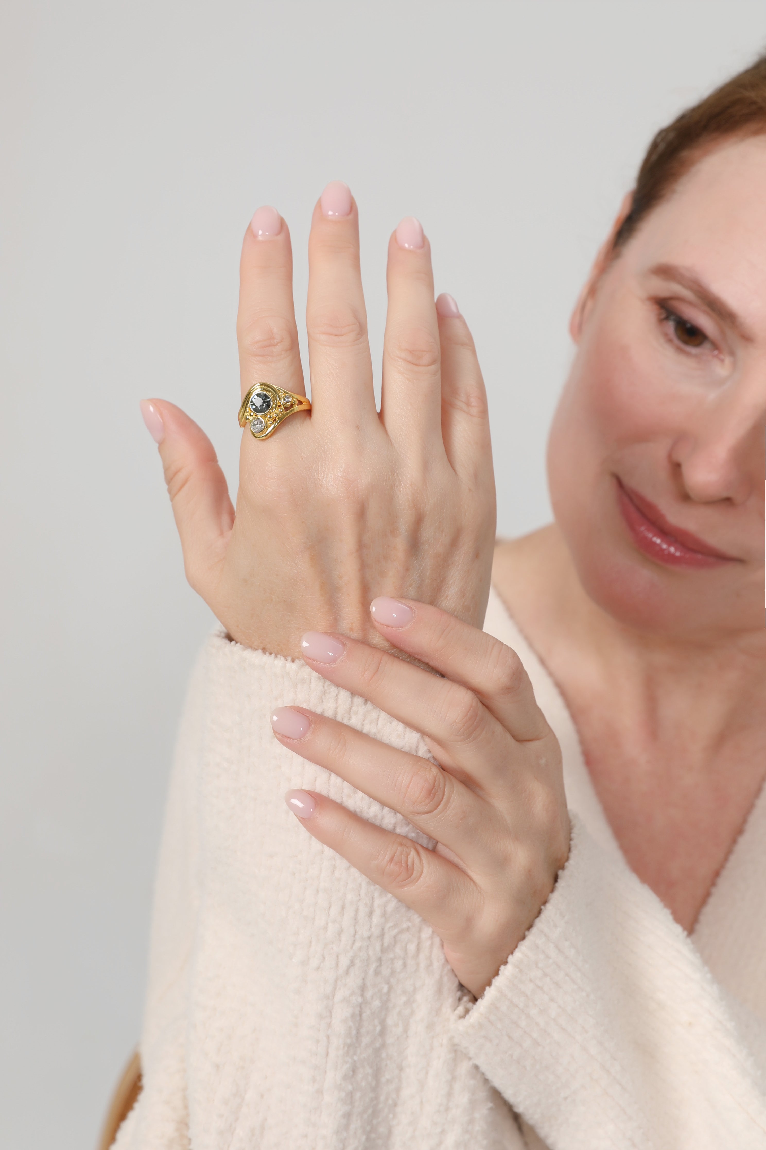 Vintage Golden Green Zirconia Ring