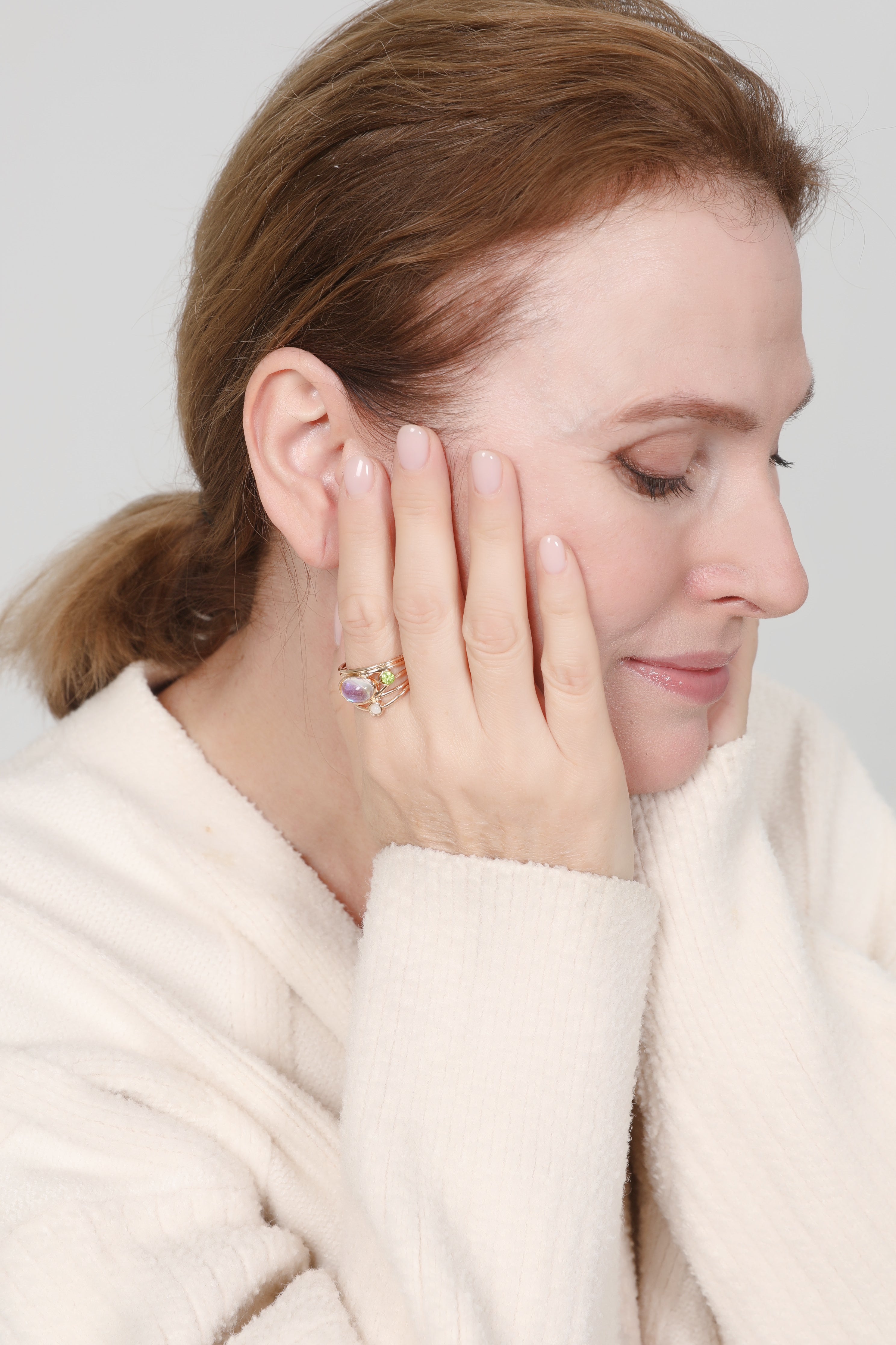 Vintage Inlaid Blue Moonstone Ring