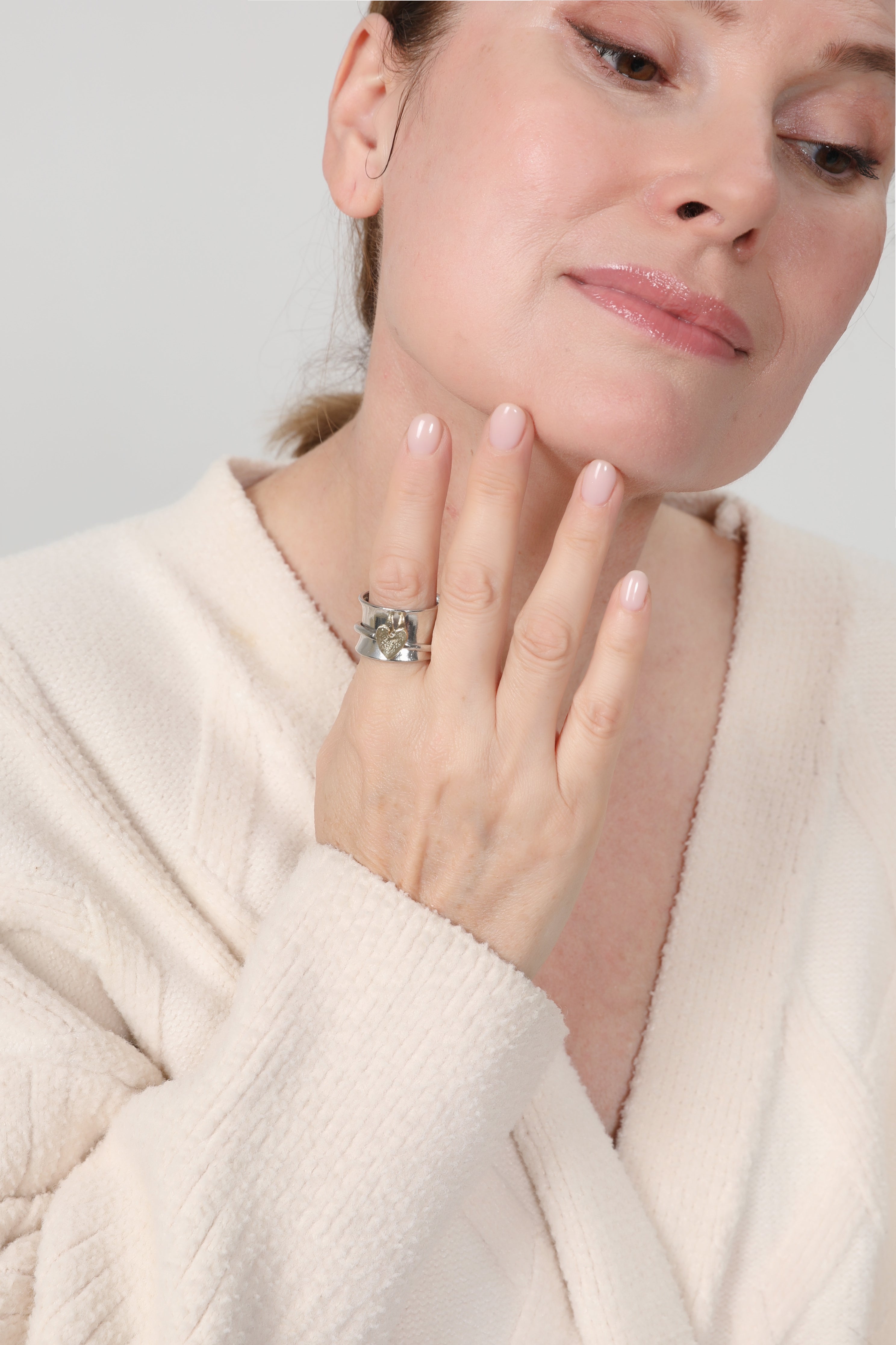 Vintage Golden Heart Silver Ring