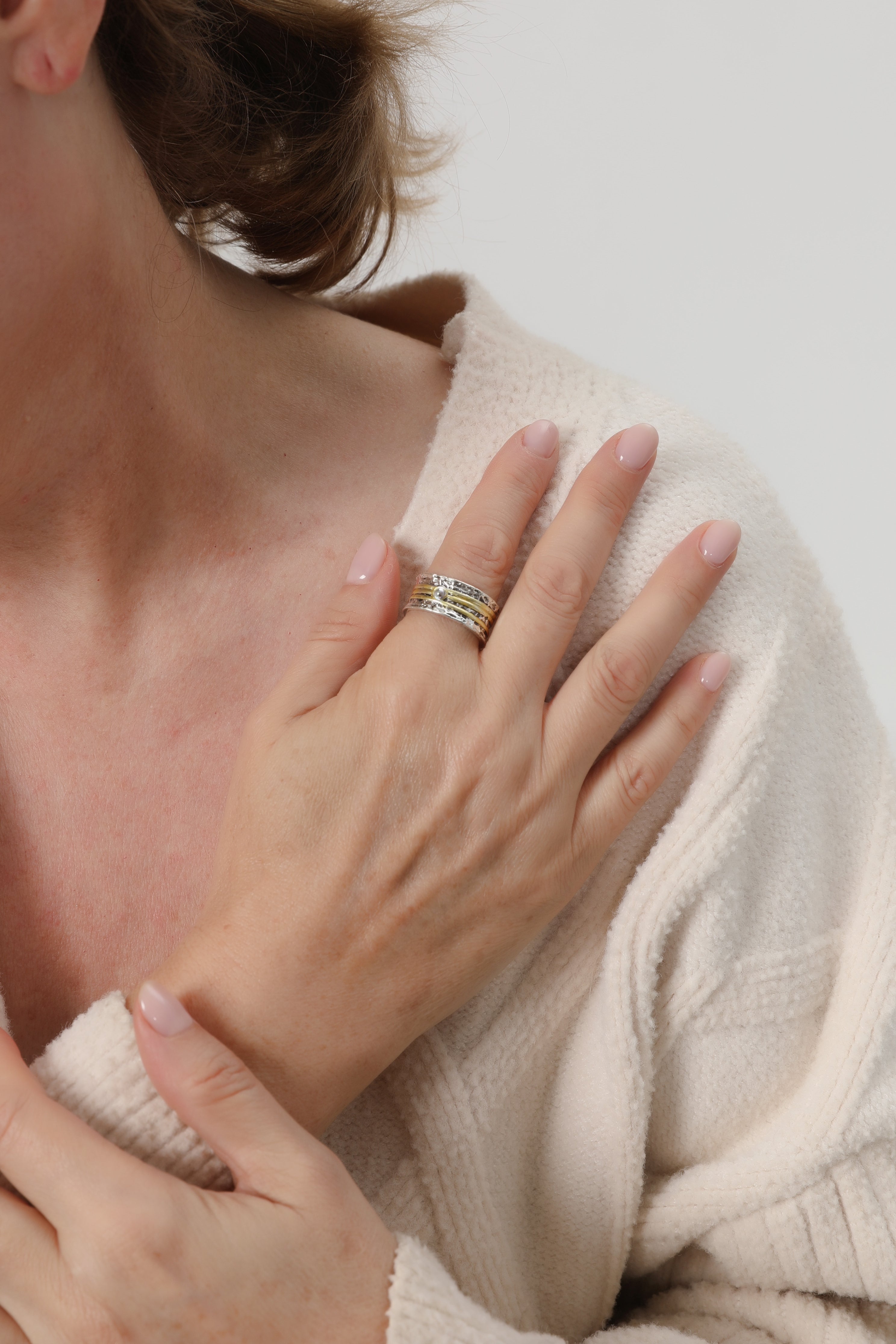 Vintage Gold Layered Silver Ring