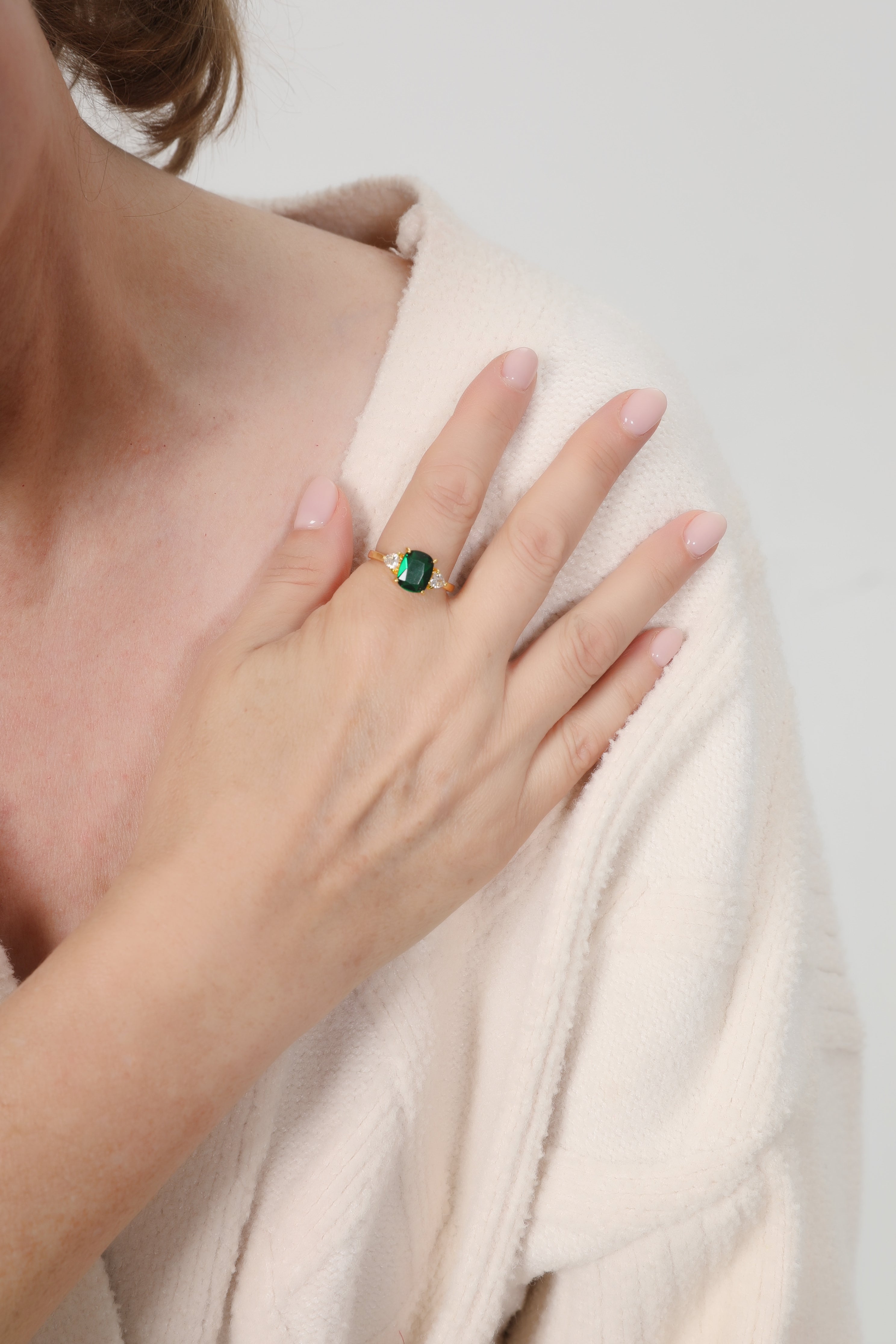 Green Zirconia Ring in Gold