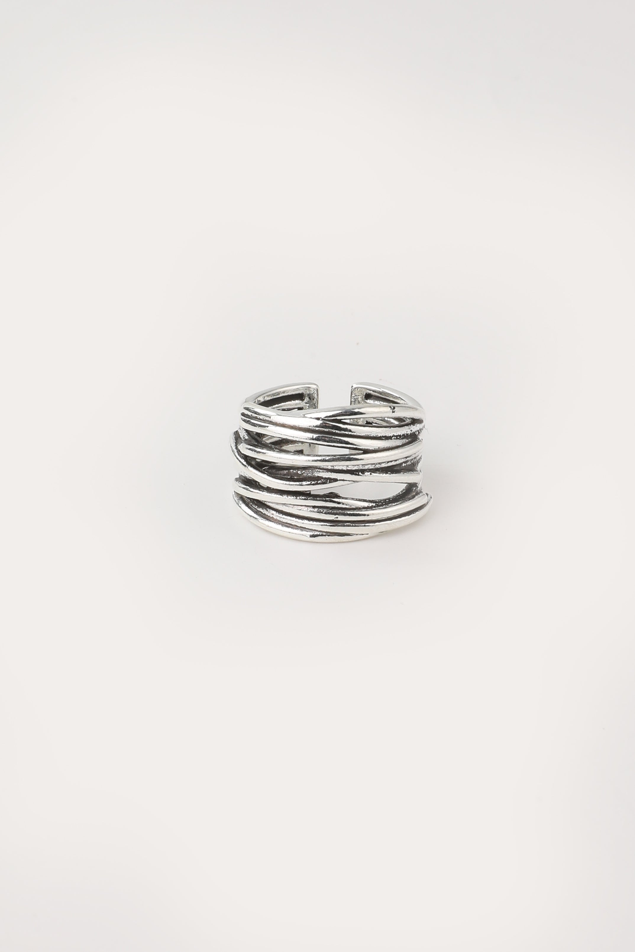 Silver Adjustable Layered Ring