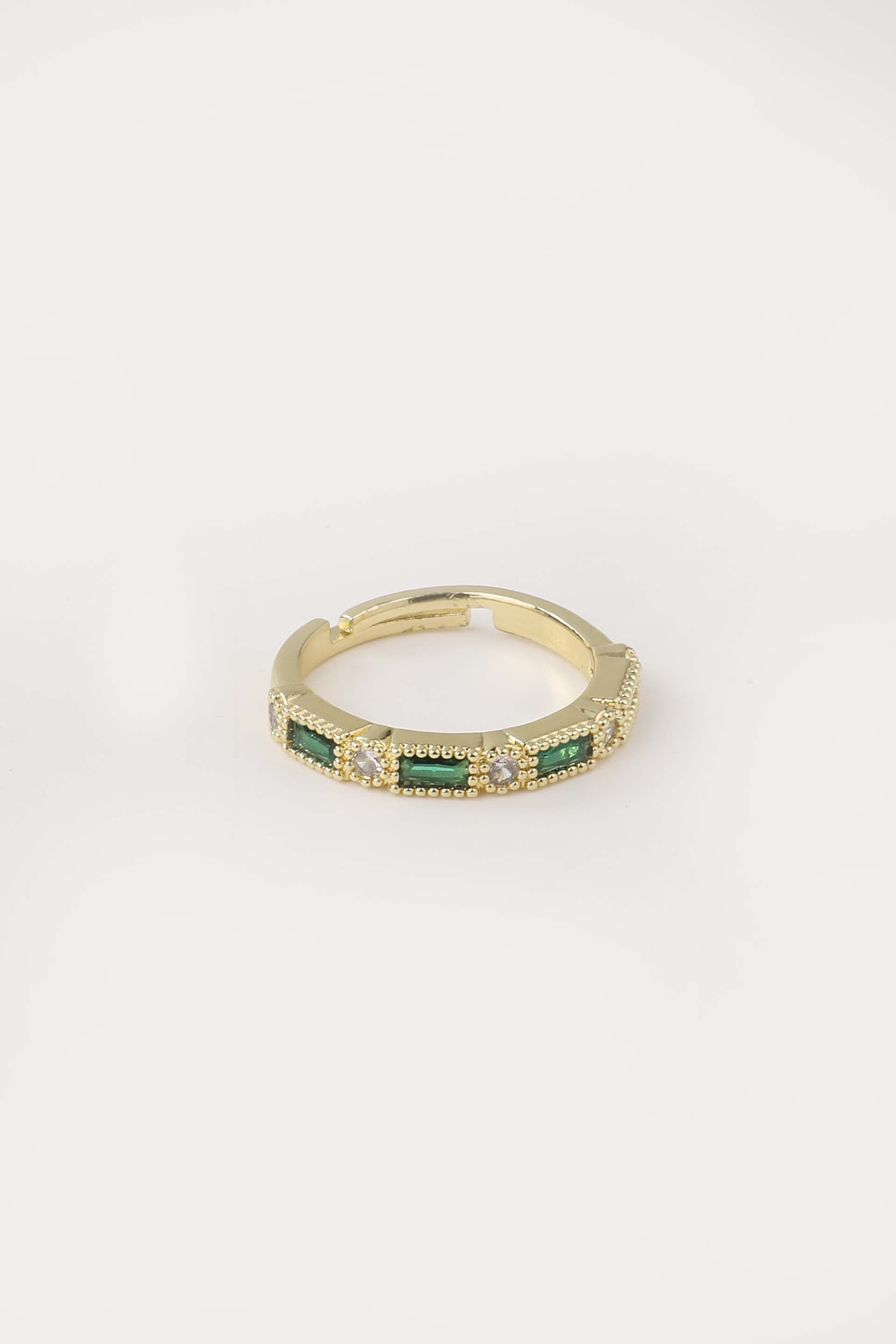 Vintage Green Inlaid Zirconia Gold Ring