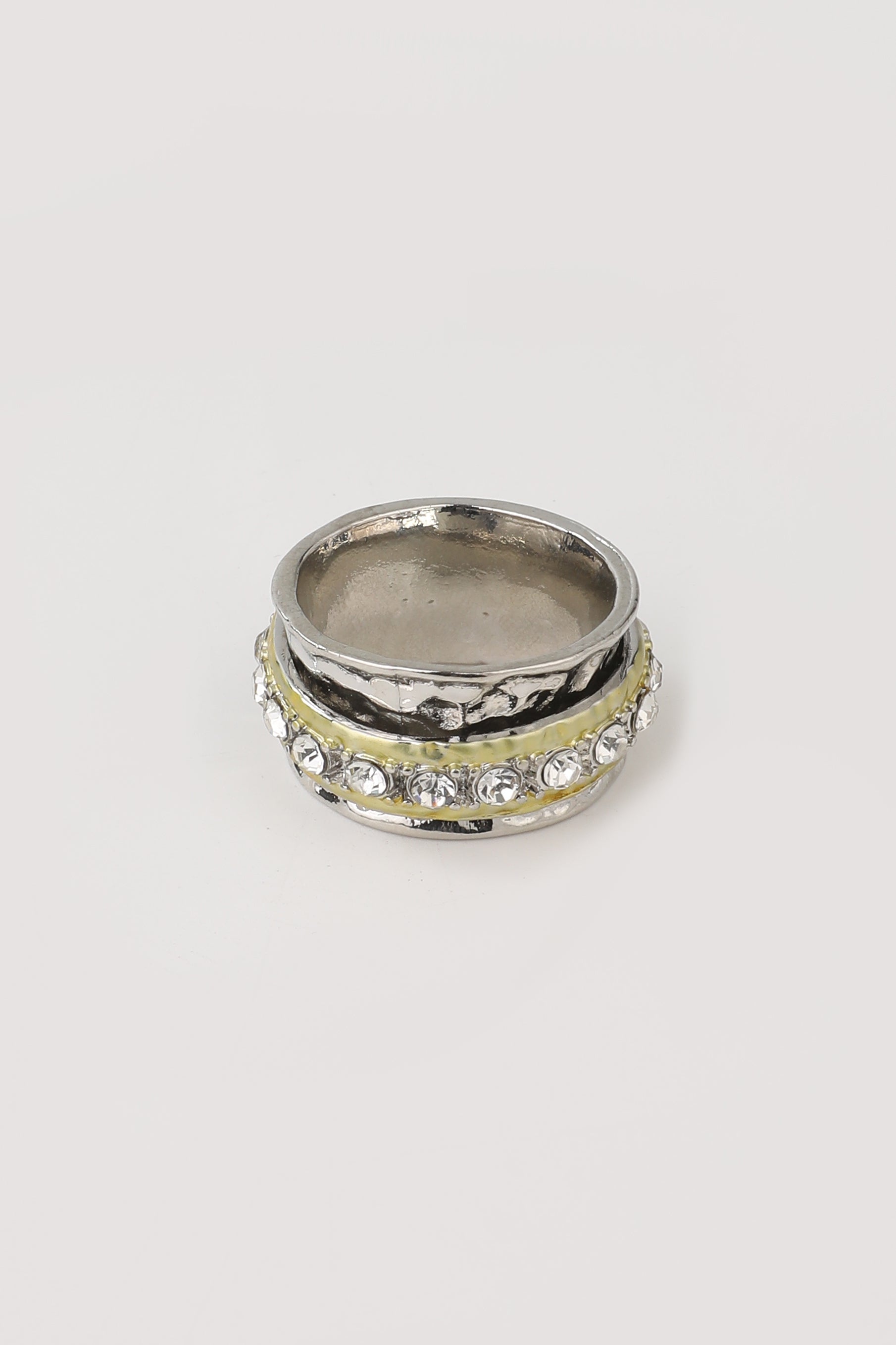 Vintage Inlaid Zirconia Gold & Silver Ring