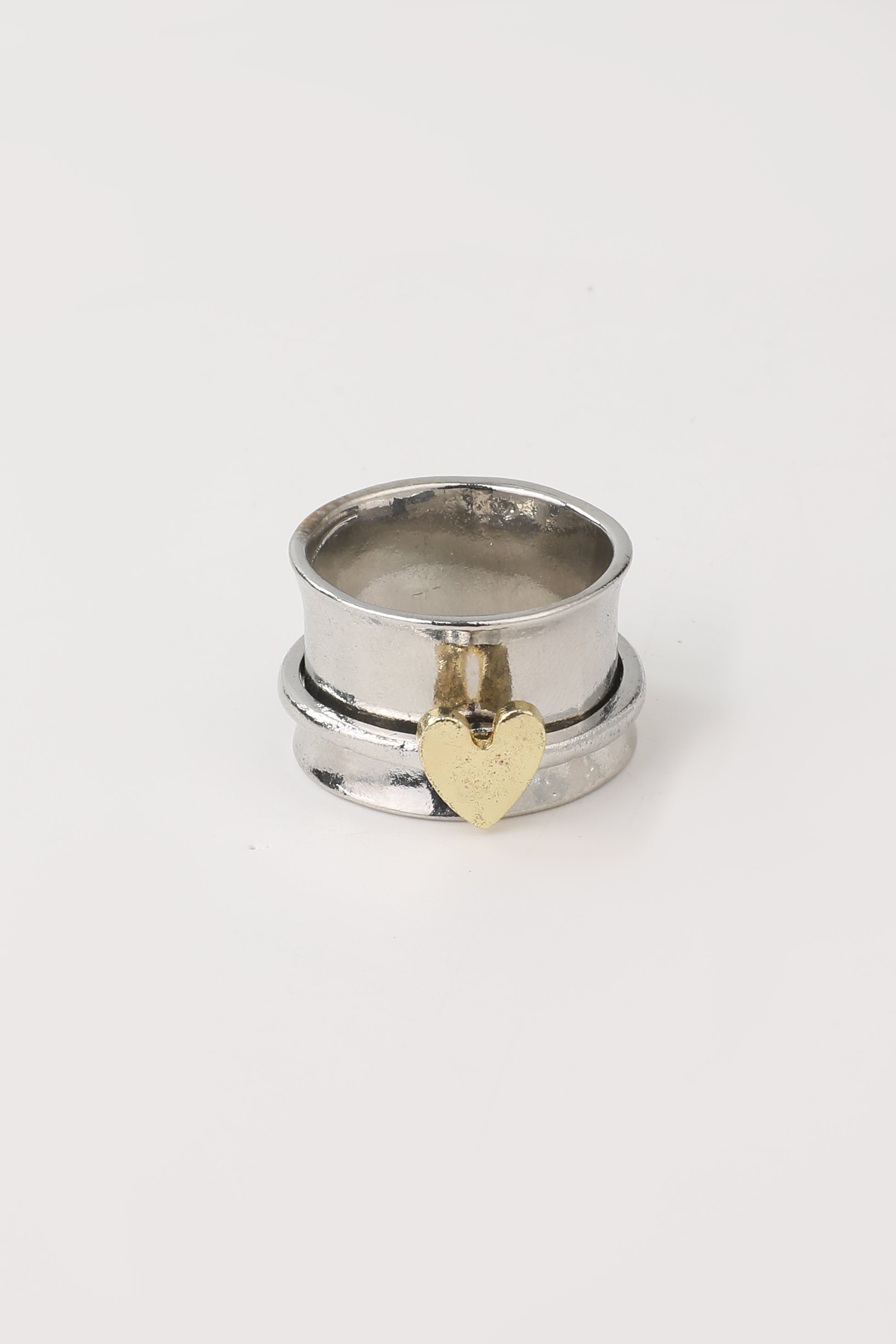 Vintage Golden Heart Silver Ring