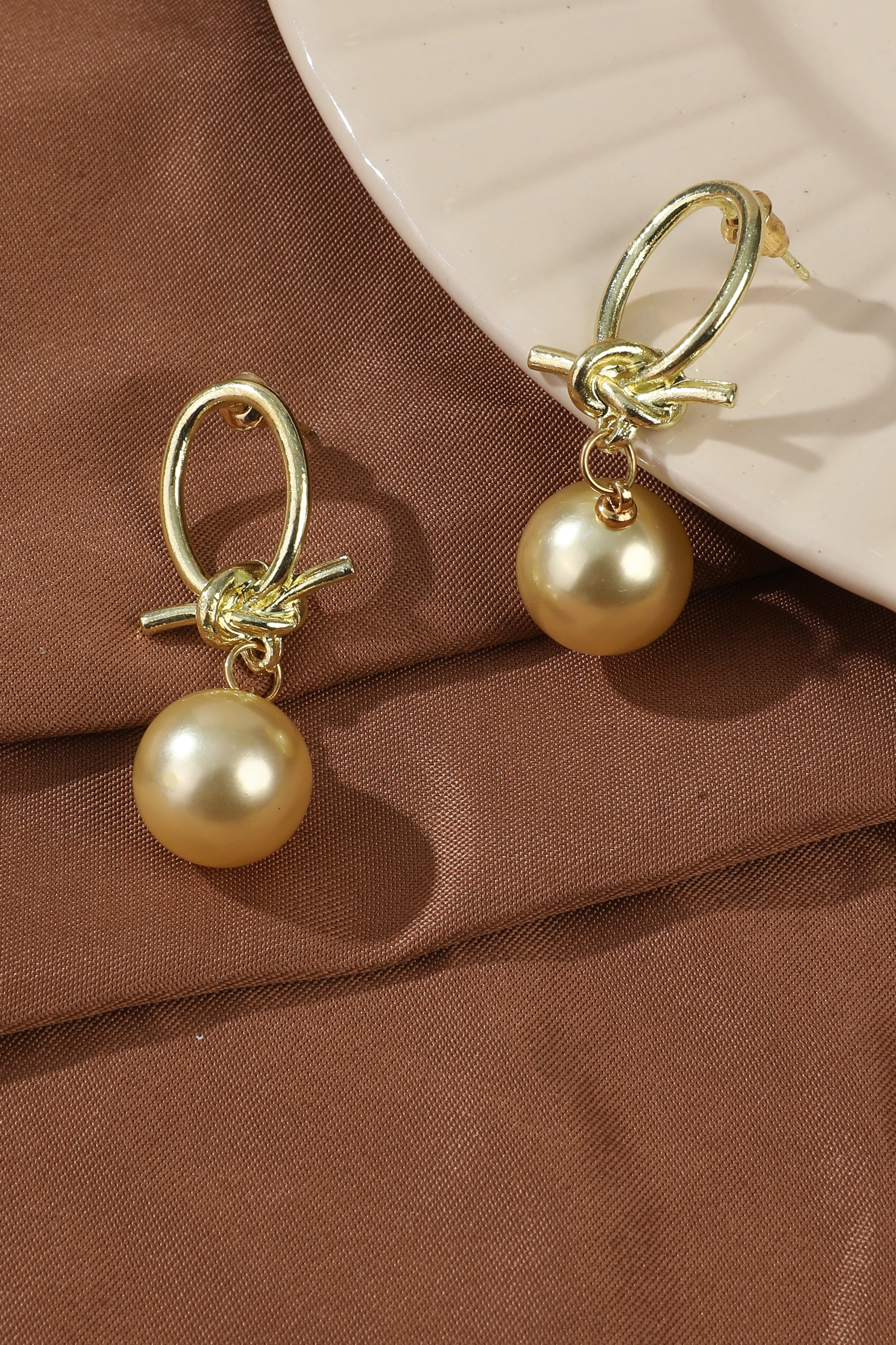 Pearl Loop Earrings in Gold