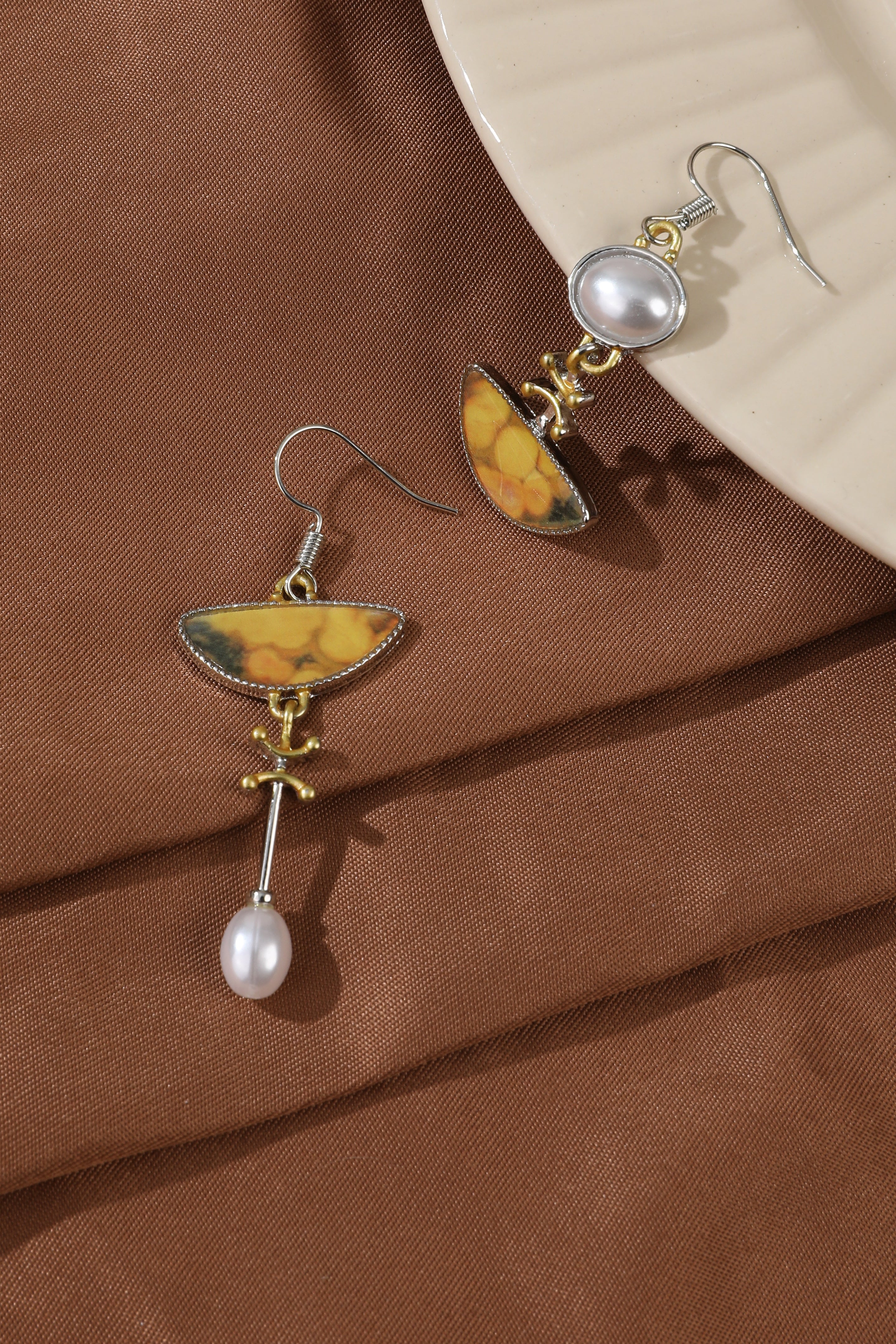 Vintage Natural Orange Stone Earrings