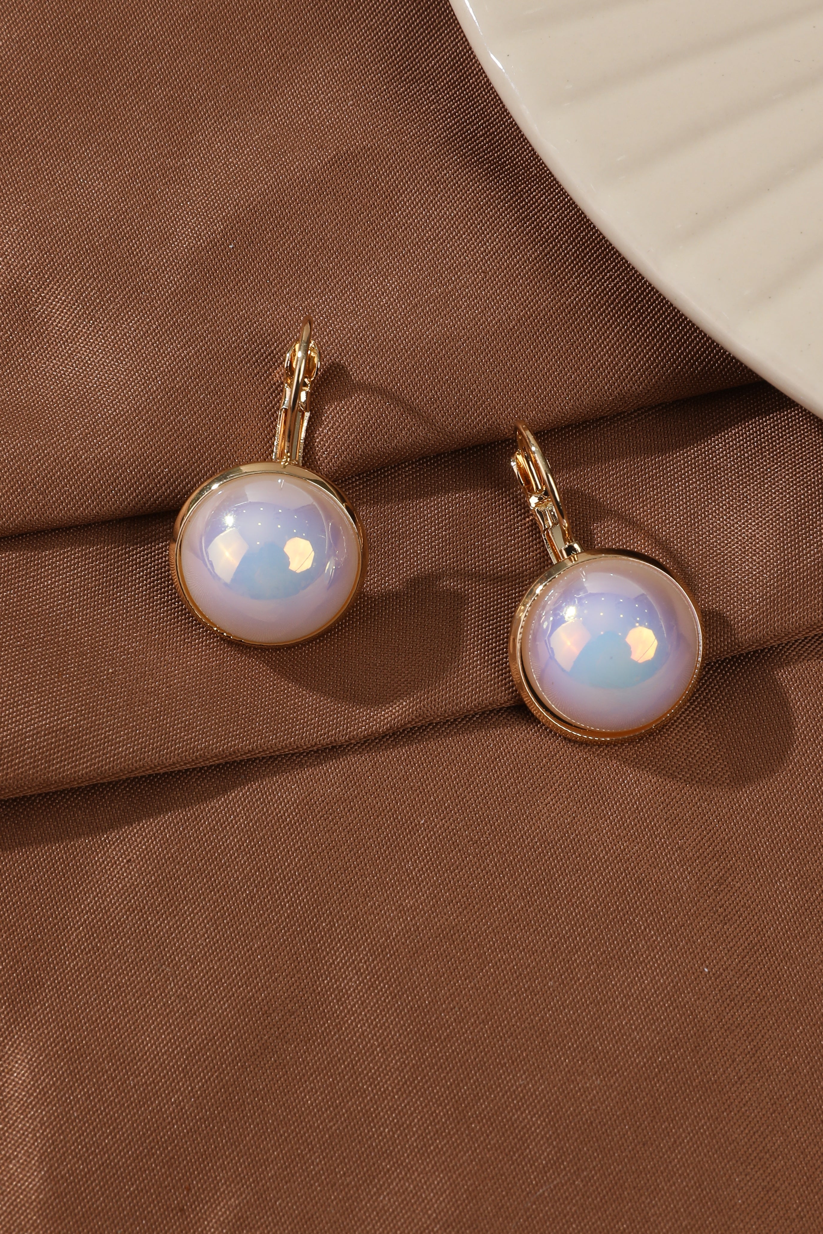 Vintage Opal Stone Gold Earrings