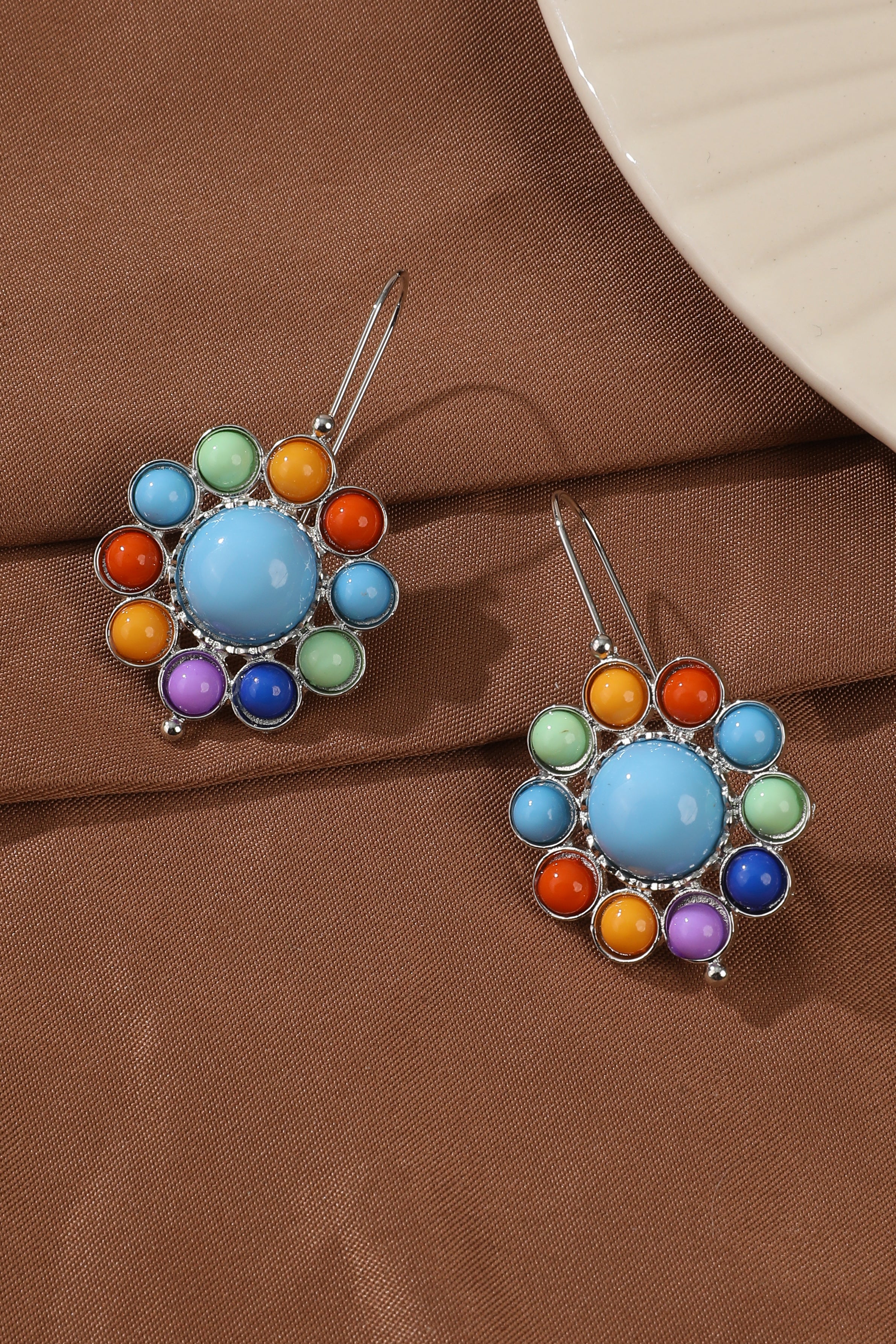 Multicoloured Turquoise Round Earrings