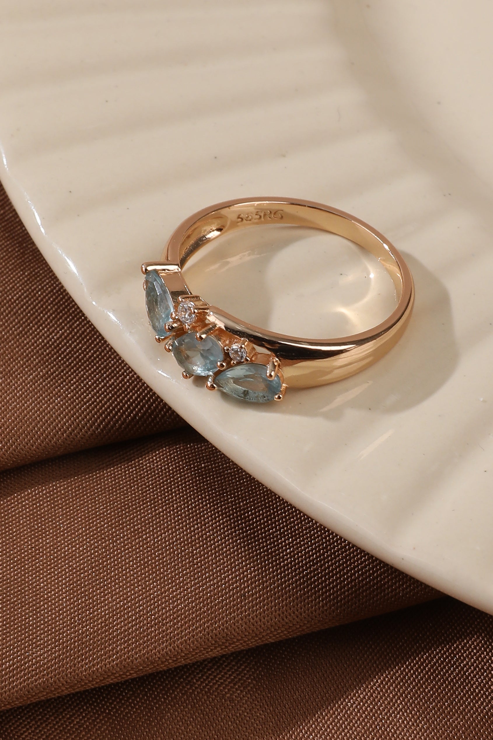 Blue Zirconia Ring in Gold