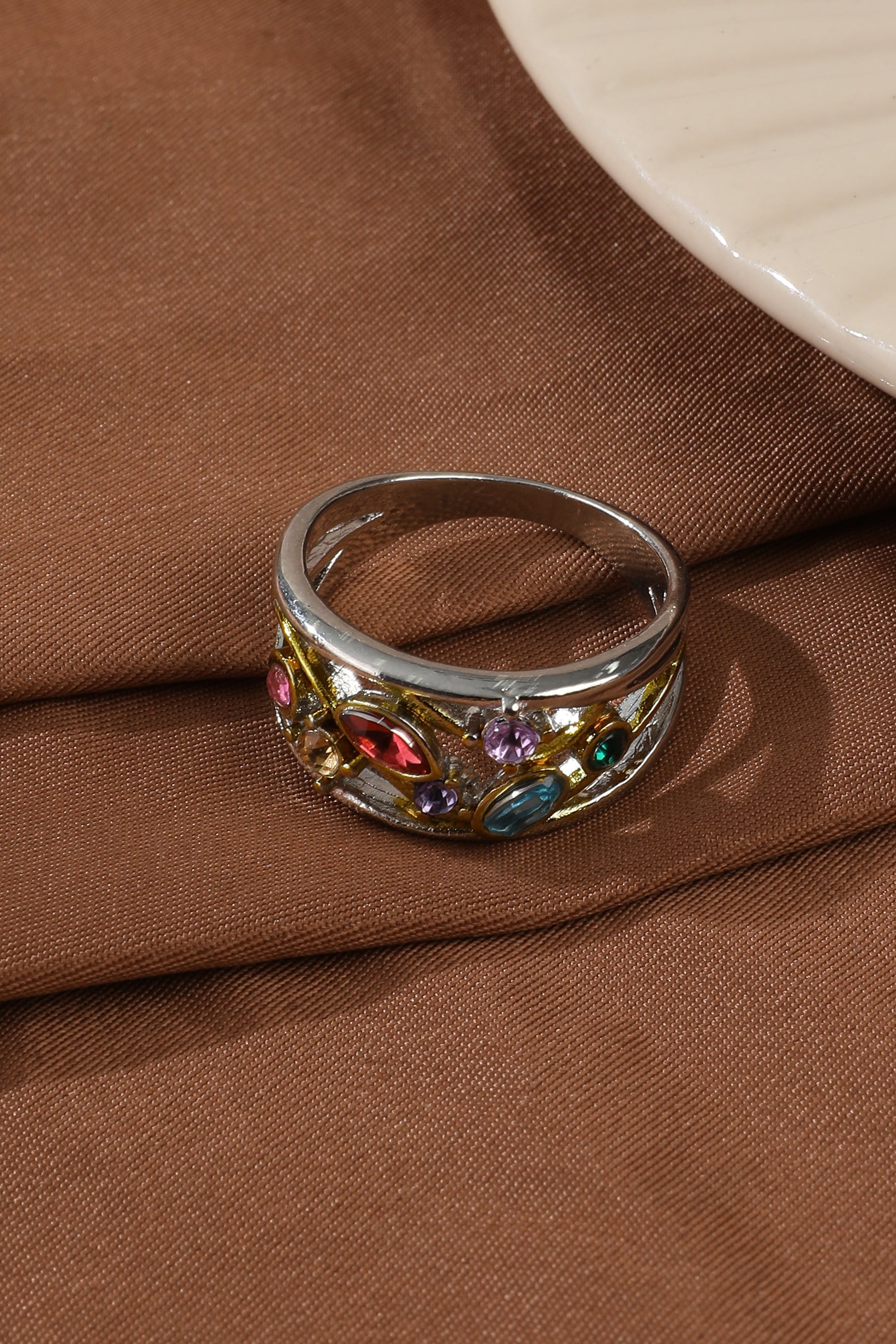 Vintage Gold & Silver Colorful Zirconia Ring