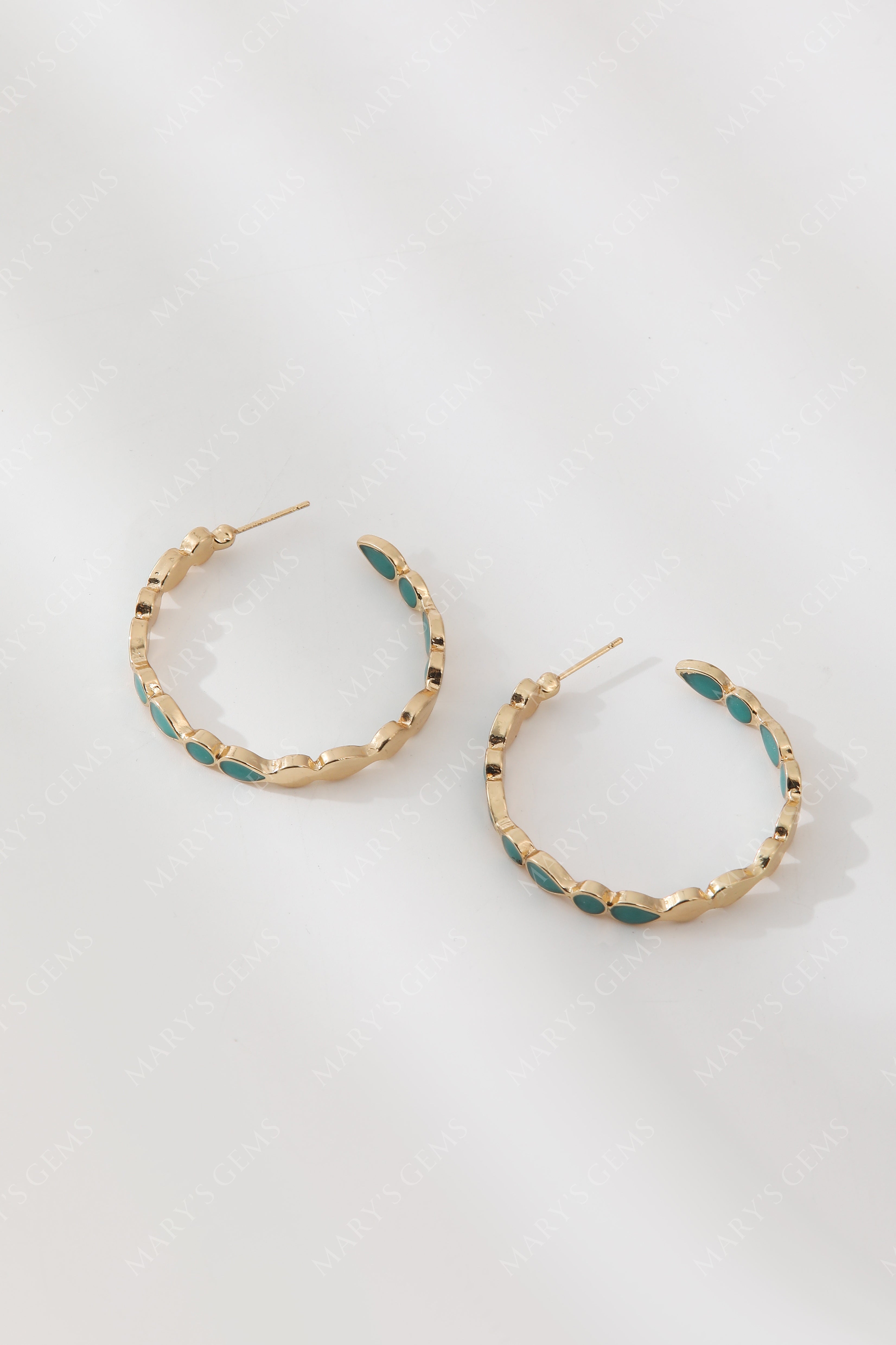 Vintage Jade Golden Hoop Earrings