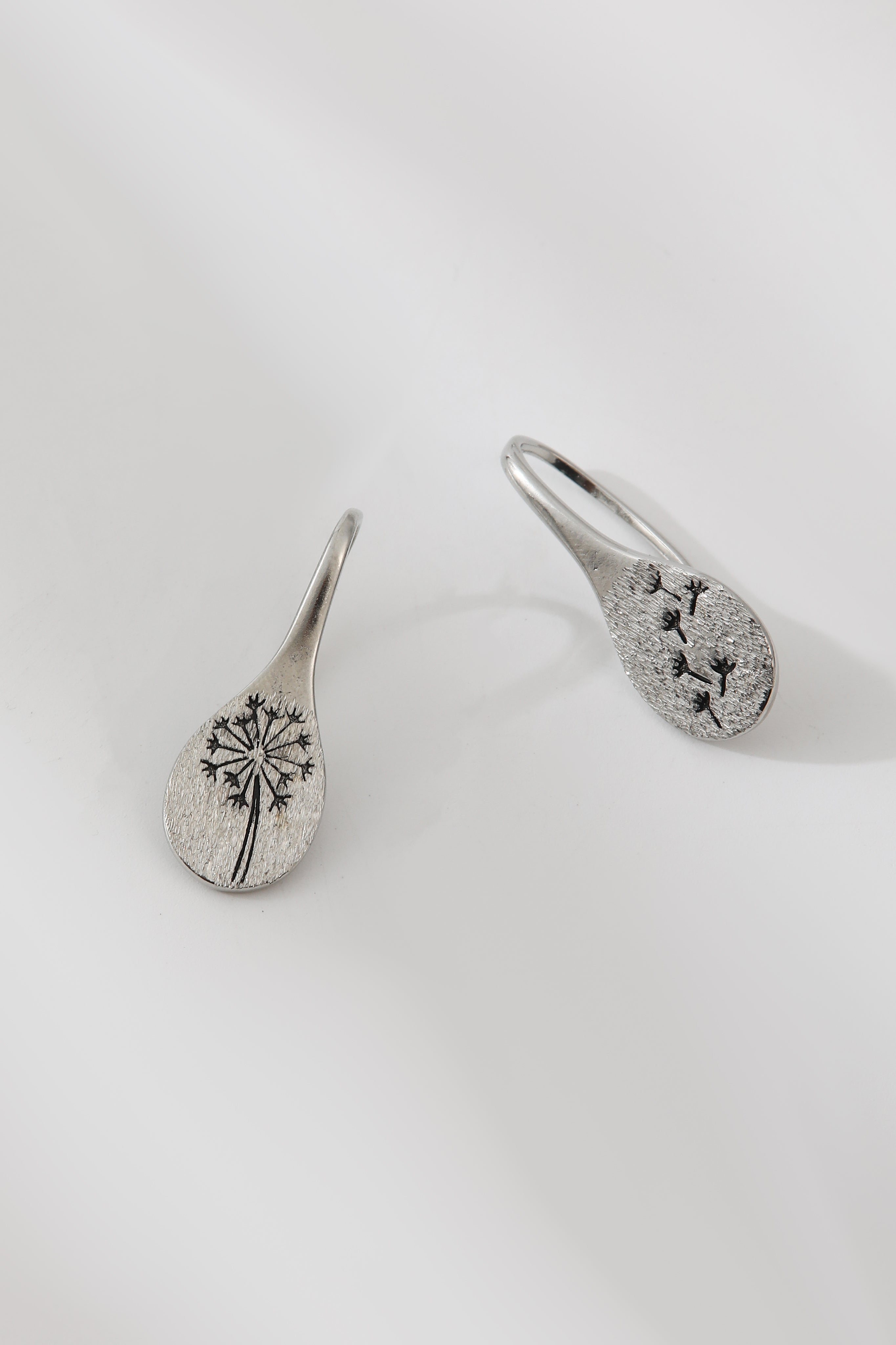 925 Sterling Silver Dandelion Leaf Earrings