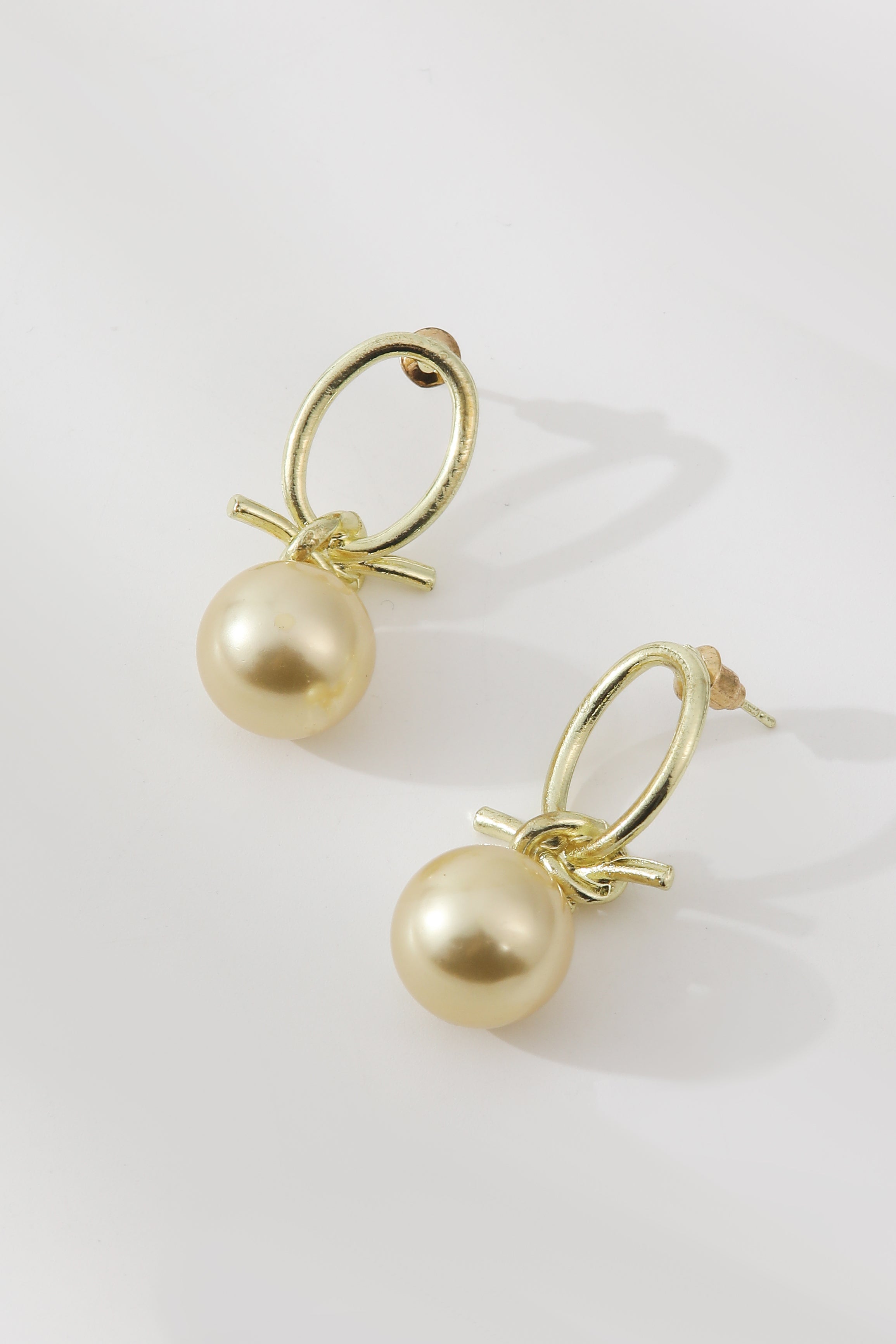 Pearl Loop Earrings in Gold