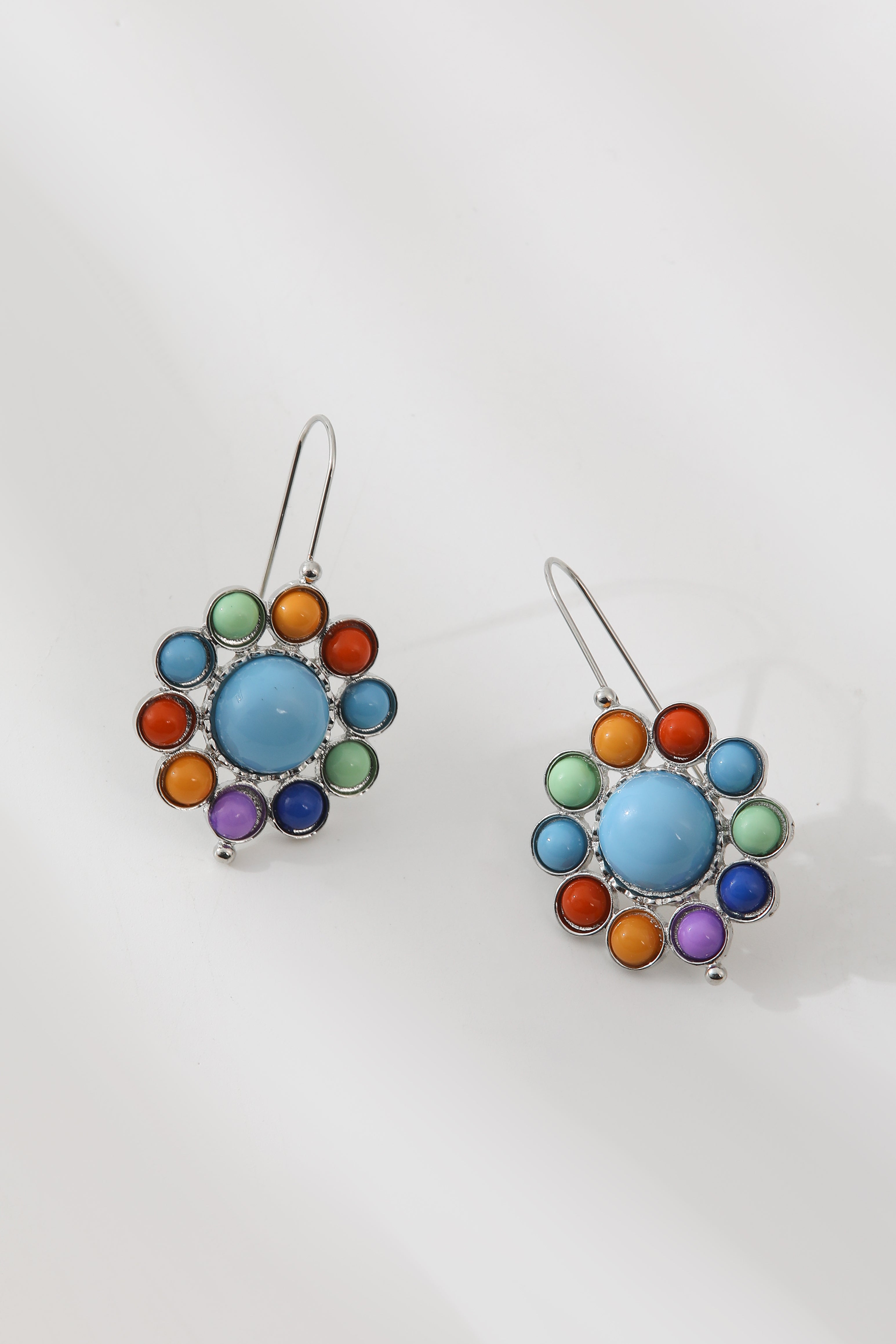 Multicoloured Turquoise Round Earrings