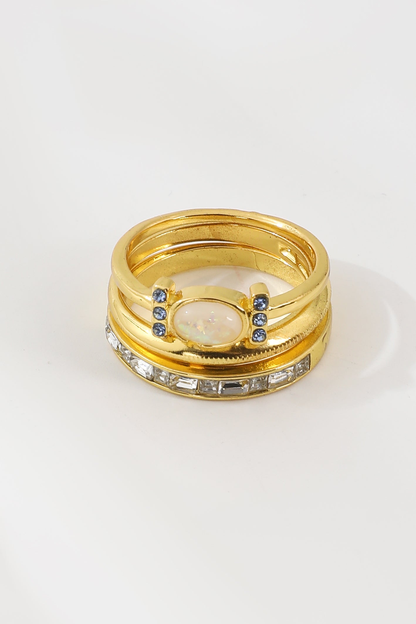 Vintage Golden Opal Rings Set