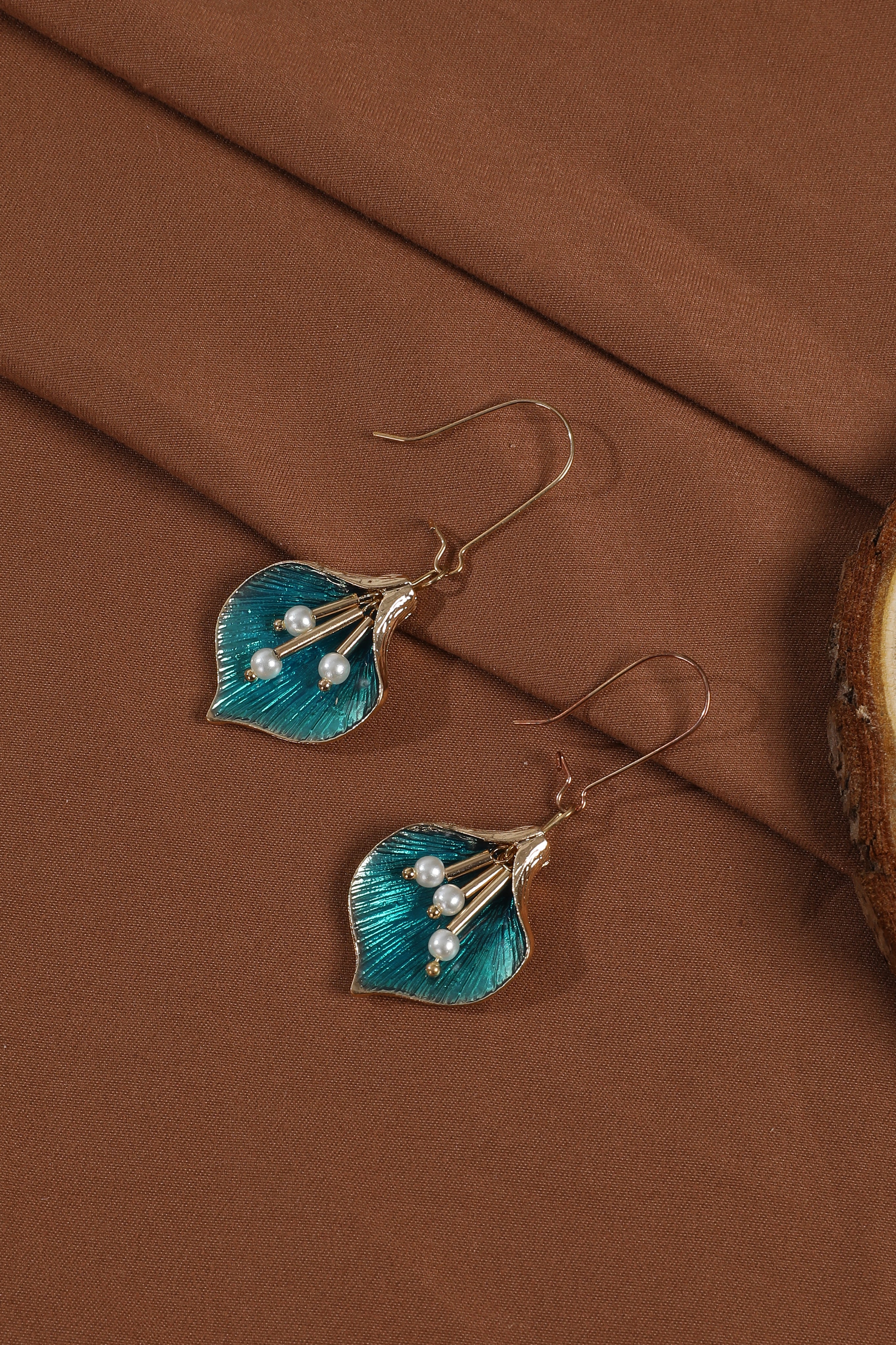 Vintage Blue Lotus Silver Earrings