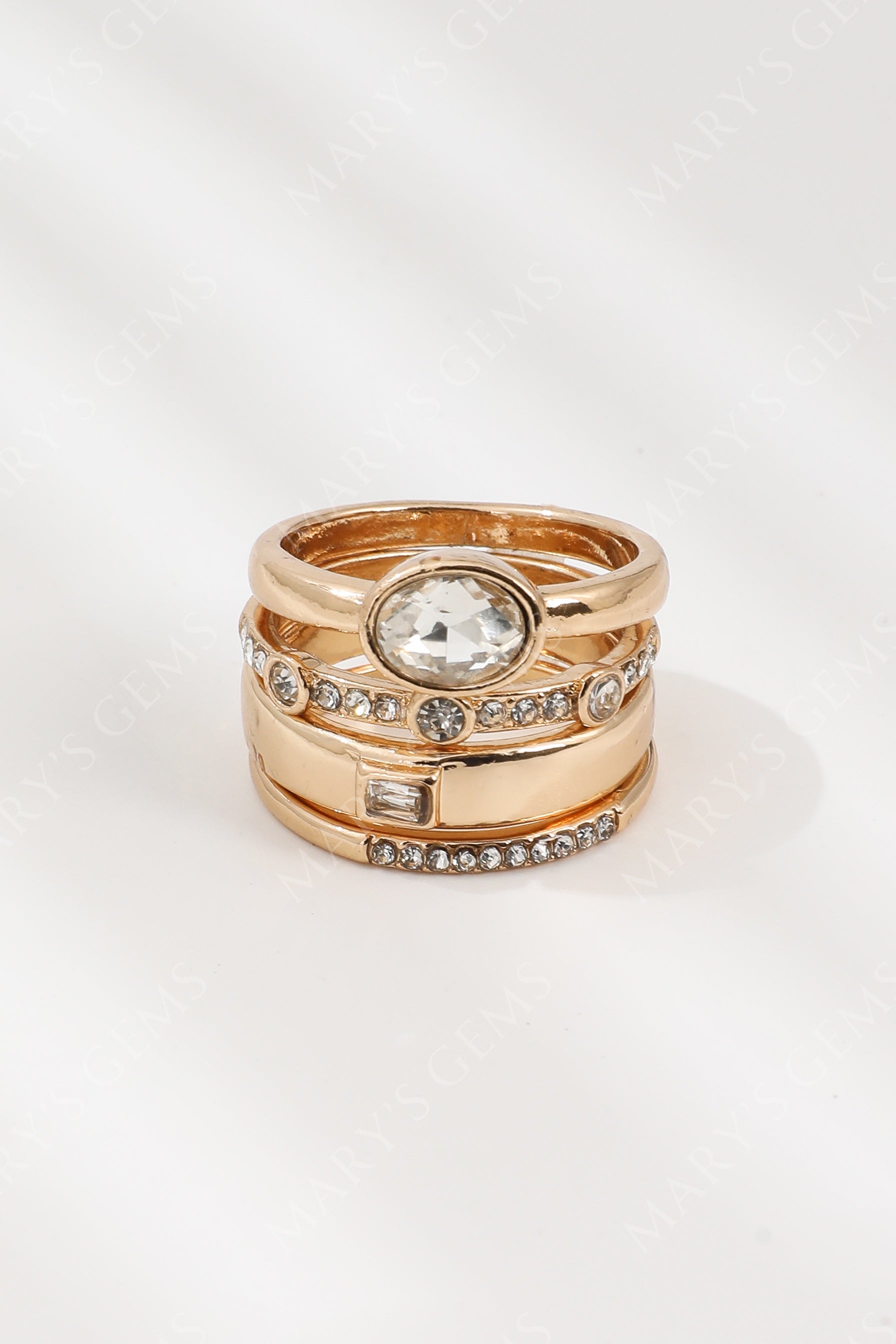 Vintage Gold & Zirconia Ring Set